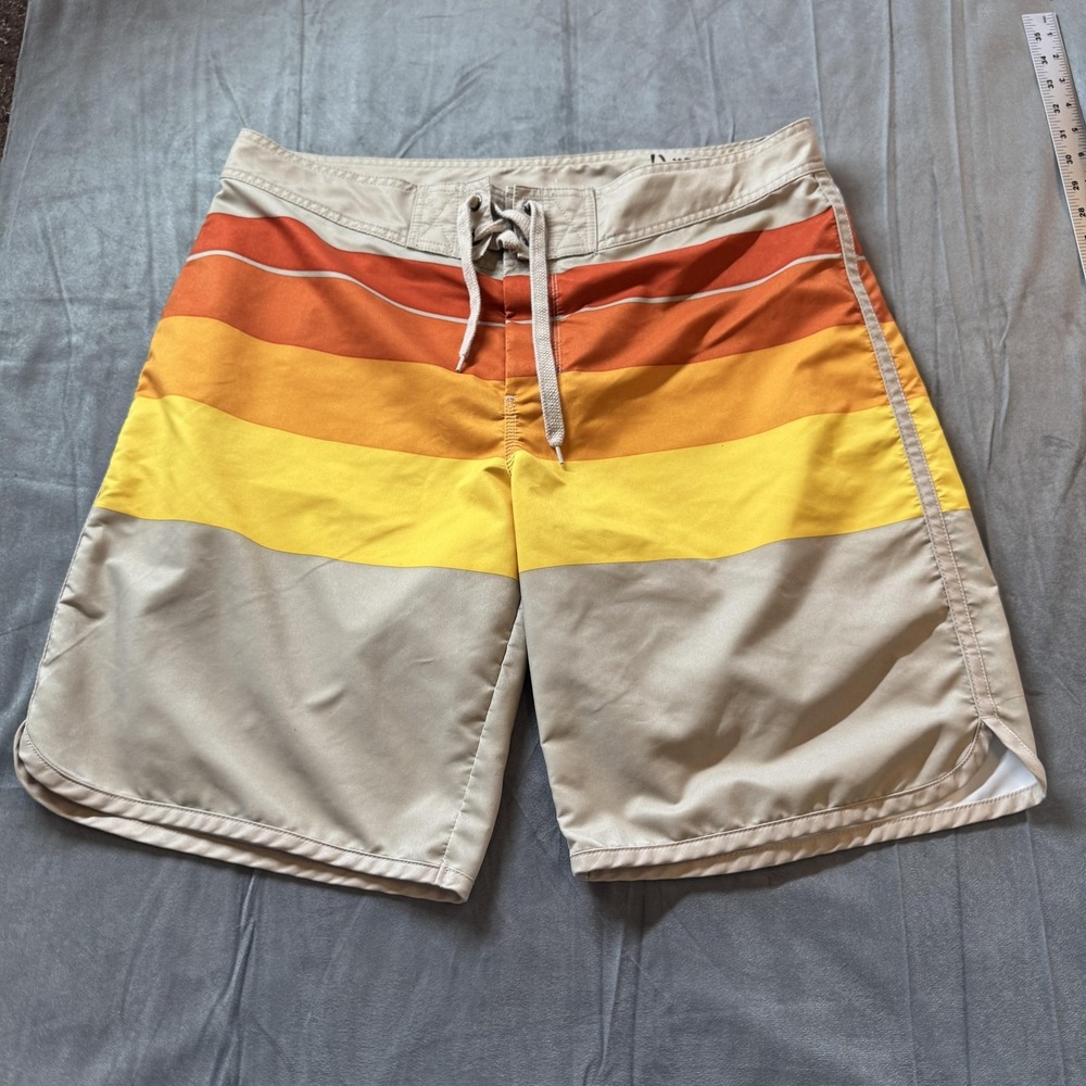 Old Navy Board Shorts Mens L Multicolor Stripe Swim Trunks Quick Dry Surf Retro